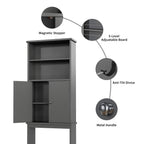 Shintenchi Over The Toilet Storage Cabinet, Bathroom Above The Toilet Rack, Bathroom Adjustable Shelf Organizer With Open Bottom Bar And Anti-Tip Device, Gray