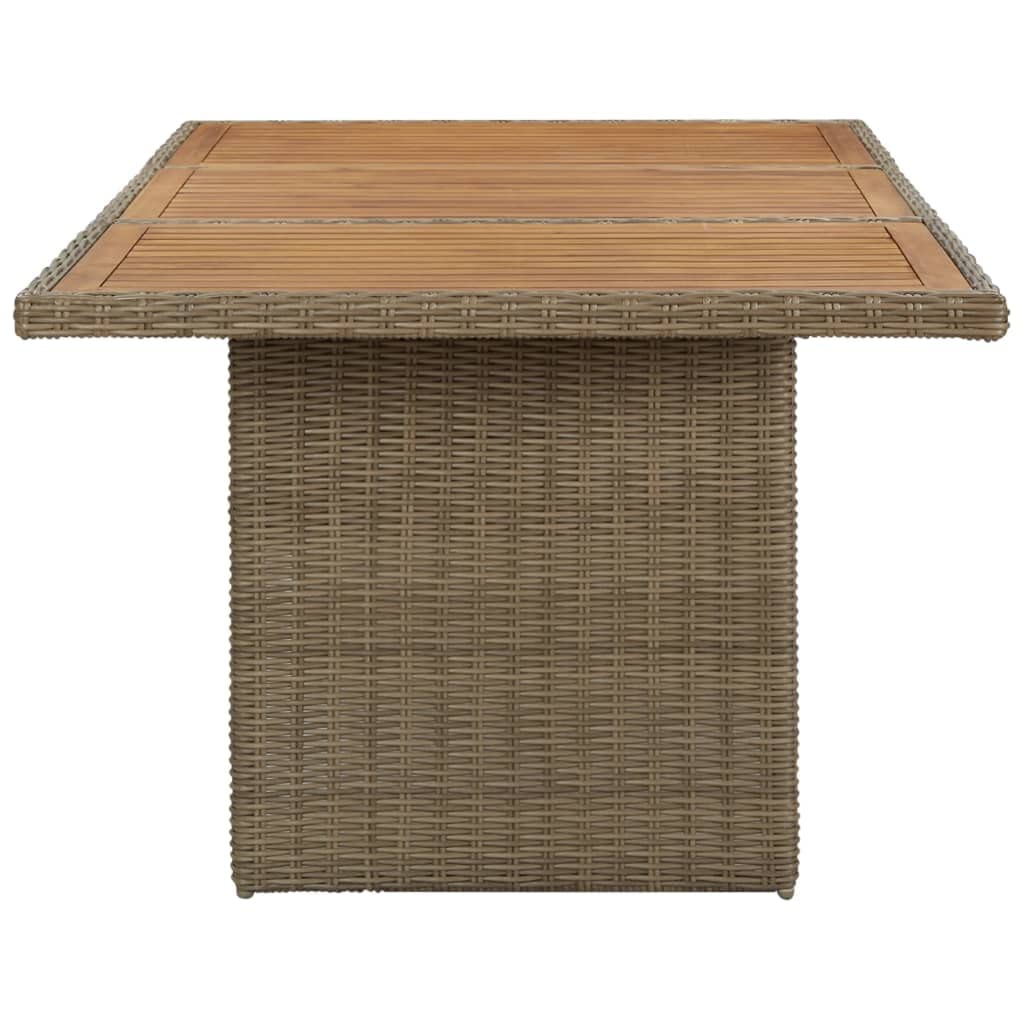 vidaXL Patio Dining Table, Patio Table with Glass Top, Garden Table, Garden Furniture for Front Porch Deck Lawn Backyard Balcony, PE Rattan Brown