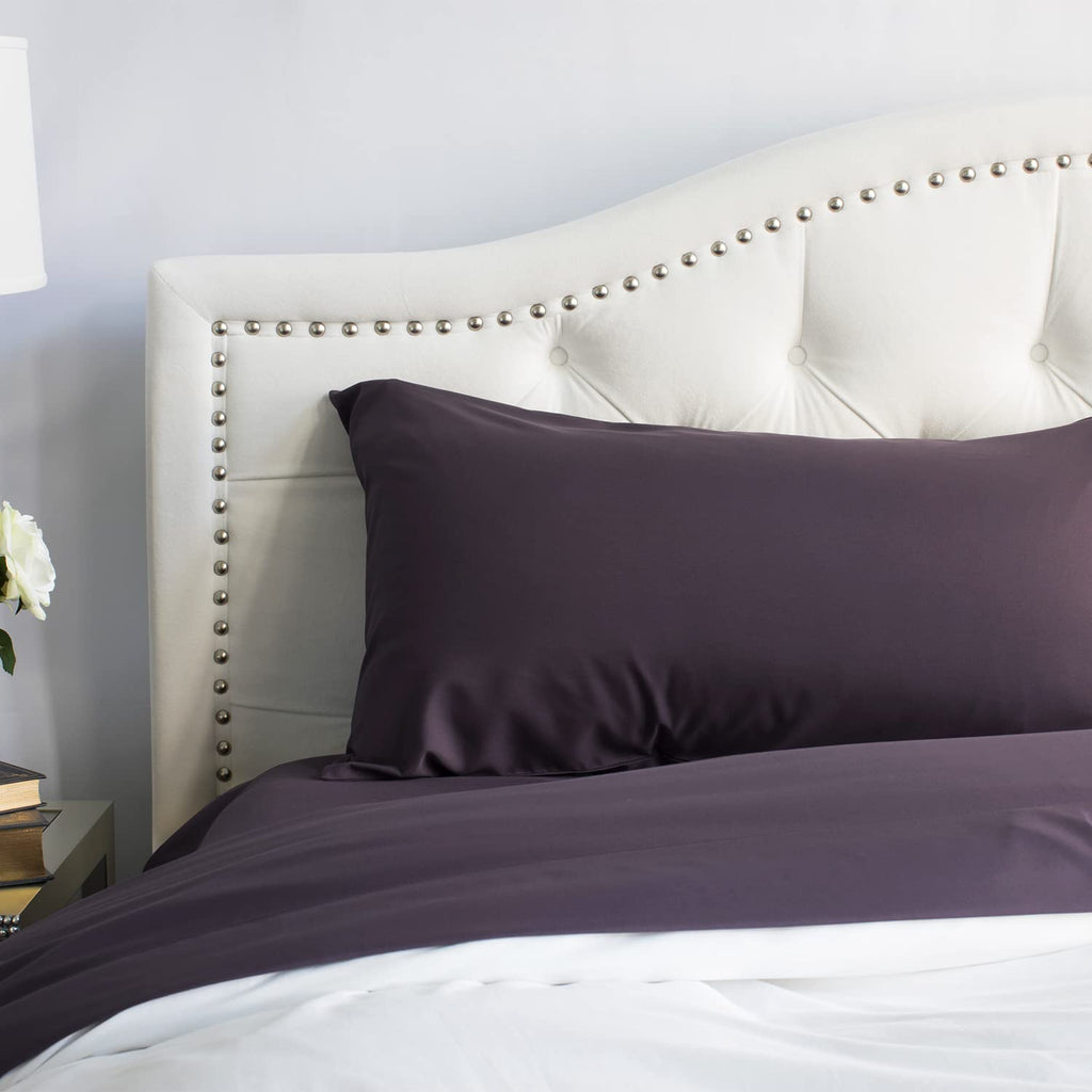 Peachskinsheets Eggplant Sheet Set - 1500Tc Level Of Softness - Extra Soft Cooling Sheets For Hot Sleepers And Night Sweats - Qu