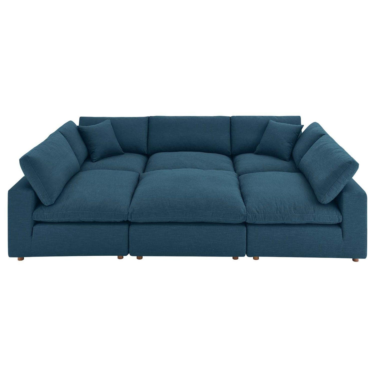 Modway Commix 6-Piece Modern Fabric Overstuffed Sectional Sofa In Azure