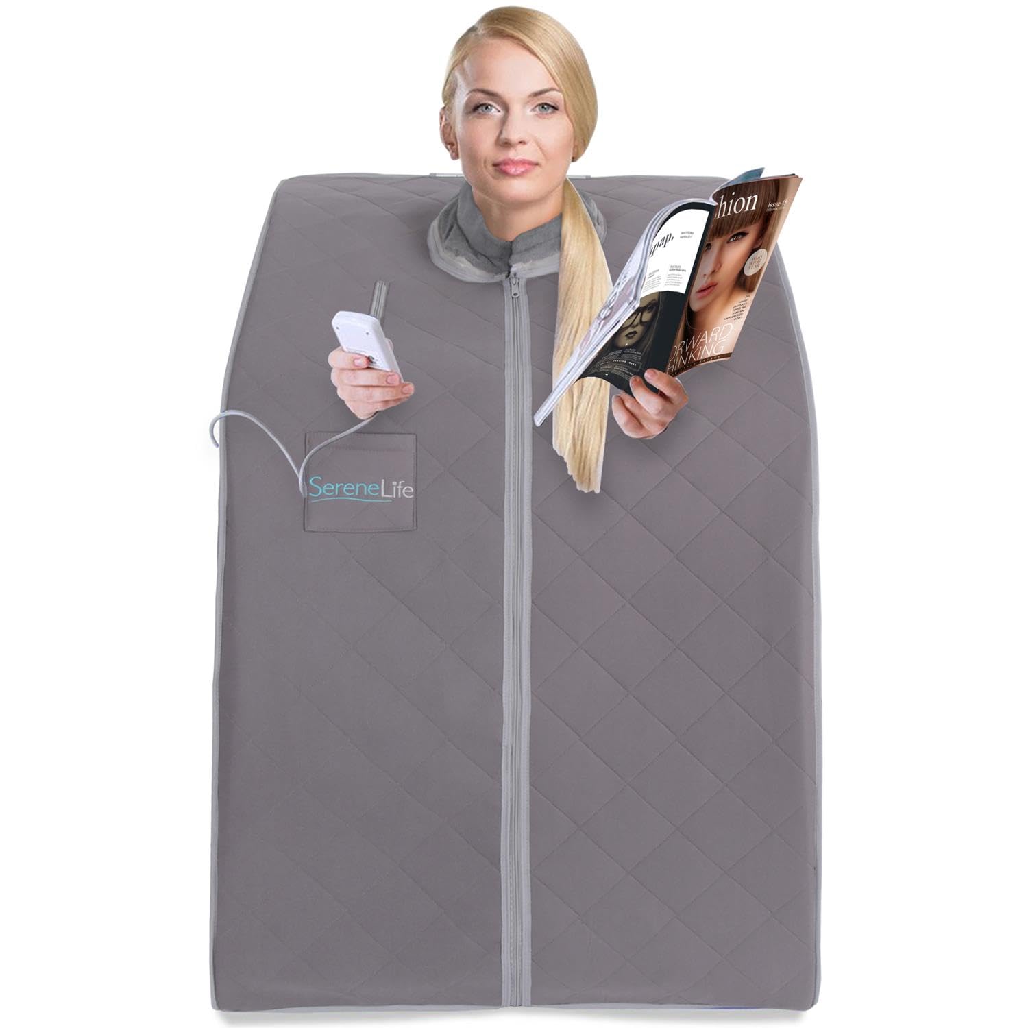 Serenelife Portable Infrared Home Spa | One Person Sauna | With Heating Foot Pad And Portable Chair