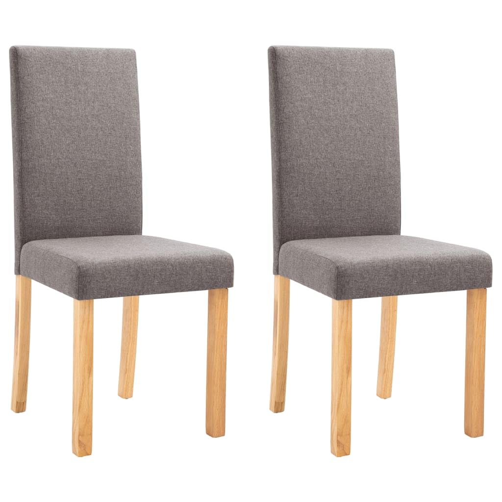 vidaXL Dining Chairs 2 Pcs, Side Chair with Solid Wood Legs, Accent Dining Chair for Home Kitchen Living Room Bedroom, Taupe Fabric