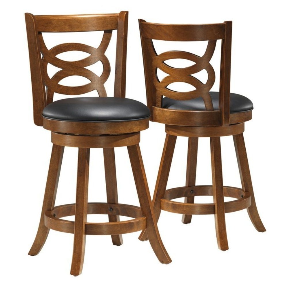 Barstool - 2Pcs / 39&quot;H / Swivel / Oak Counter Height