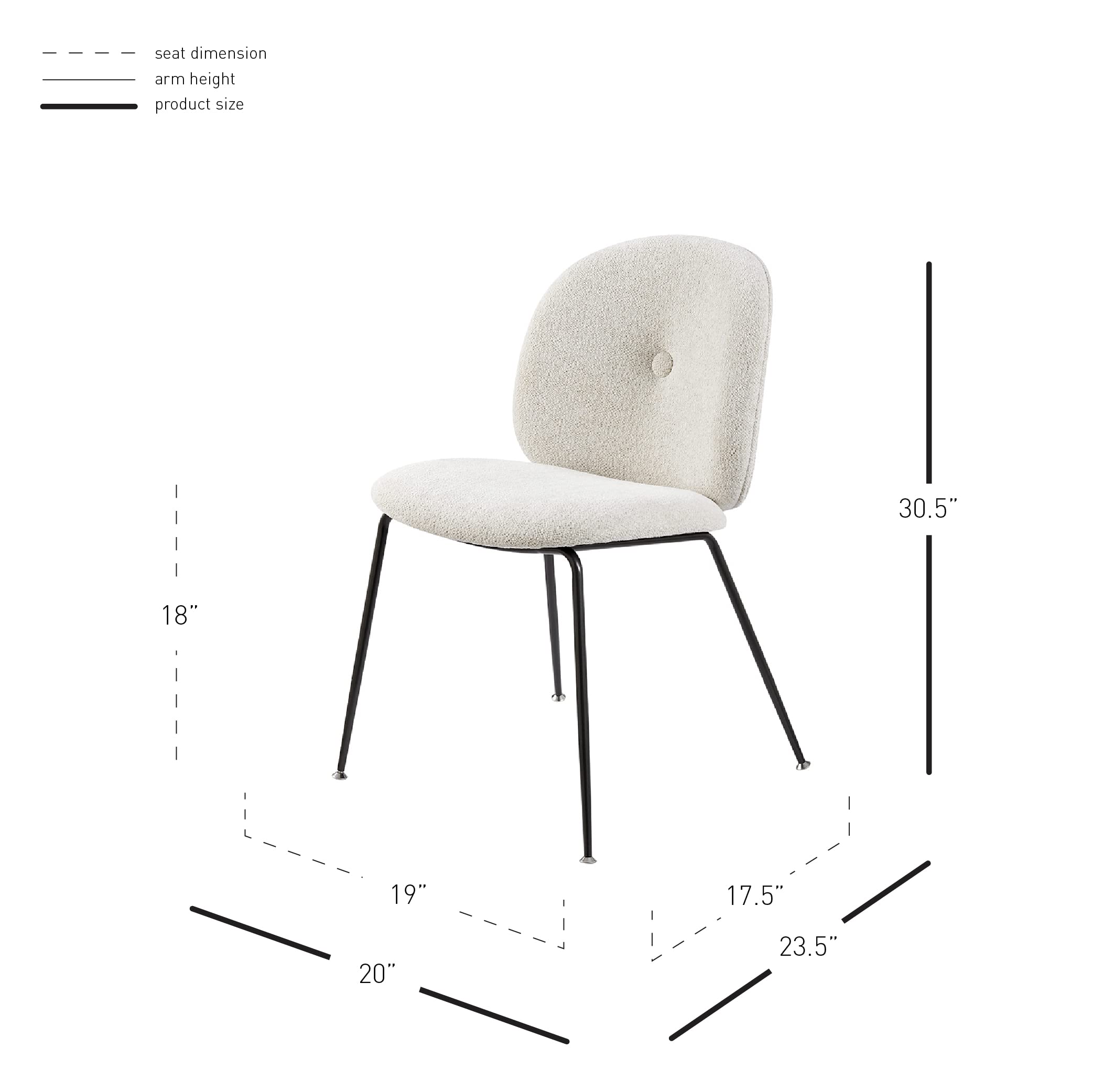 Npd Furniture And More Nisha Dining-Chairs, Standard, Posh Ivory
