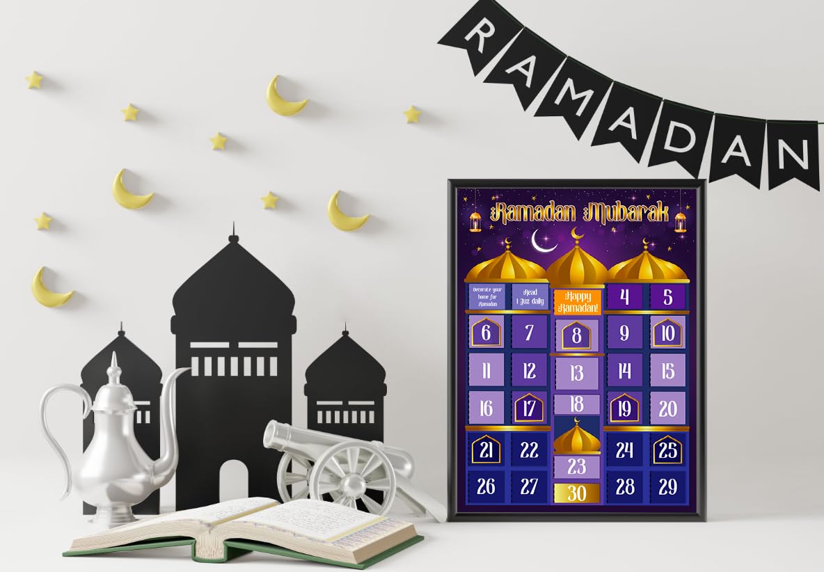 Flyab Ramadan Advent Calendar 2024 Ramadan Calendar Eid Ramadan Mubarak Countdown Calendar 30 Days Window Page Eid Ramadan Calen