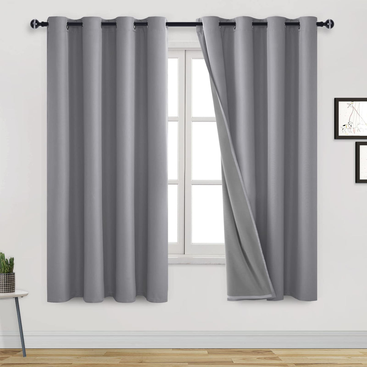 Dwcn 100% Blackout Curtains & Drapes 72 Inch Long 2 Panels For Bedroom Noise Reducing Curtain Thermal Insulated With Black Liner