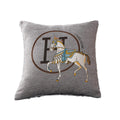 Croker Horse 18X18' Inches Throw Pillow Cushion Covers Set Pack Of 2 Pcs - Luxury Horse Embroidery Modern Style Couch Sofa Pill