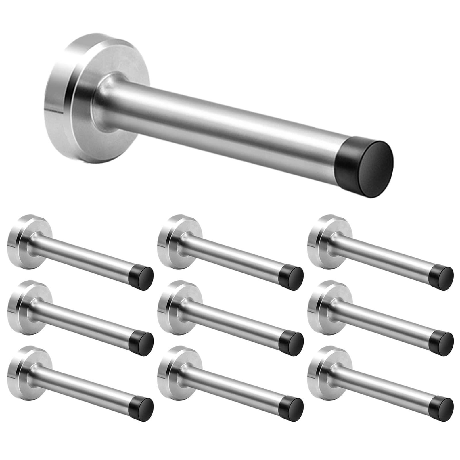 10 Pieces Door Stops, 4 Inch Long Door Stopper Wall Mounted, Stainless Steel, Brushed Nickel Doorstops Baby Proof Door Stops Bum