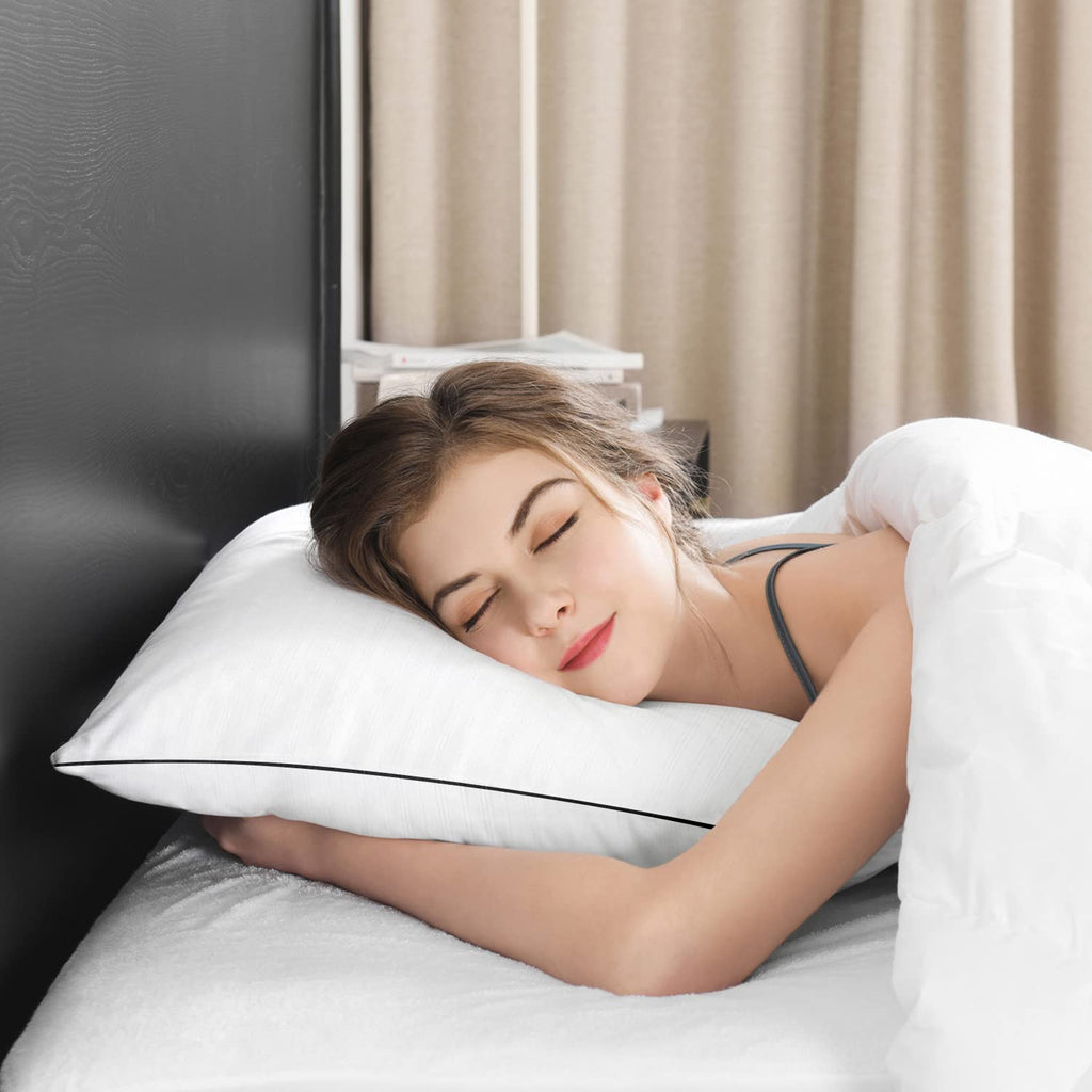 Downluxe Goose Down Pillows - Hotel Collection Feather Pillows For Back, Stomach Or Side Sleepers, Down Pillows Queen Size Set O