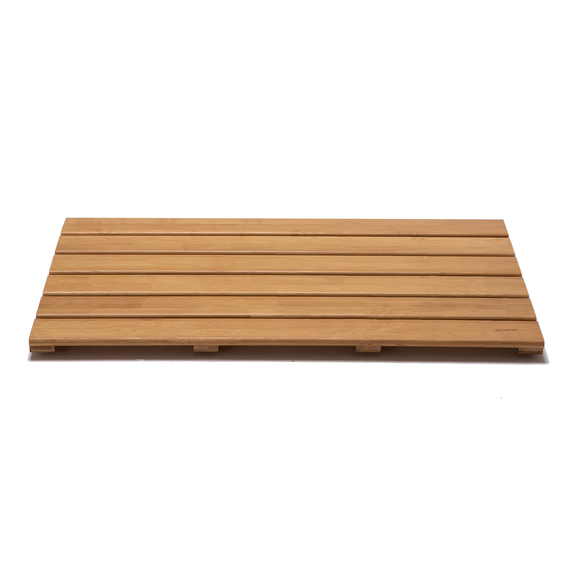 GOBAM Bamboo Bath Mat, Large, 26 x 15.8 x 1.3 inches - Non-Slip - Floor Mat for Bathroom, Spa, Sauna, Kitchen, Indoor & Outdoor 