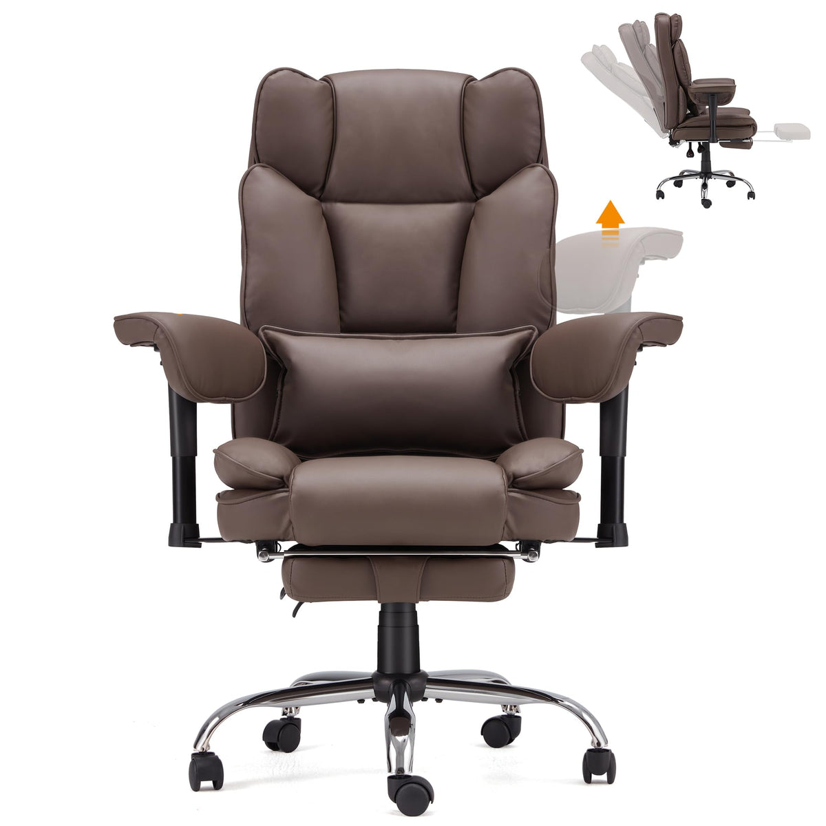 Homrest Executive Office Chair,Big And Tall Ergonomic Home Desk Chairs With Adjustable Rotation Armrest And Reclining Function,L