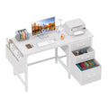 Lufeiya White Computer Desk with Fabric File Drawers Cabinet, 47 Inch Home Office Desks with Filing Cabinet for Small Space, Mod