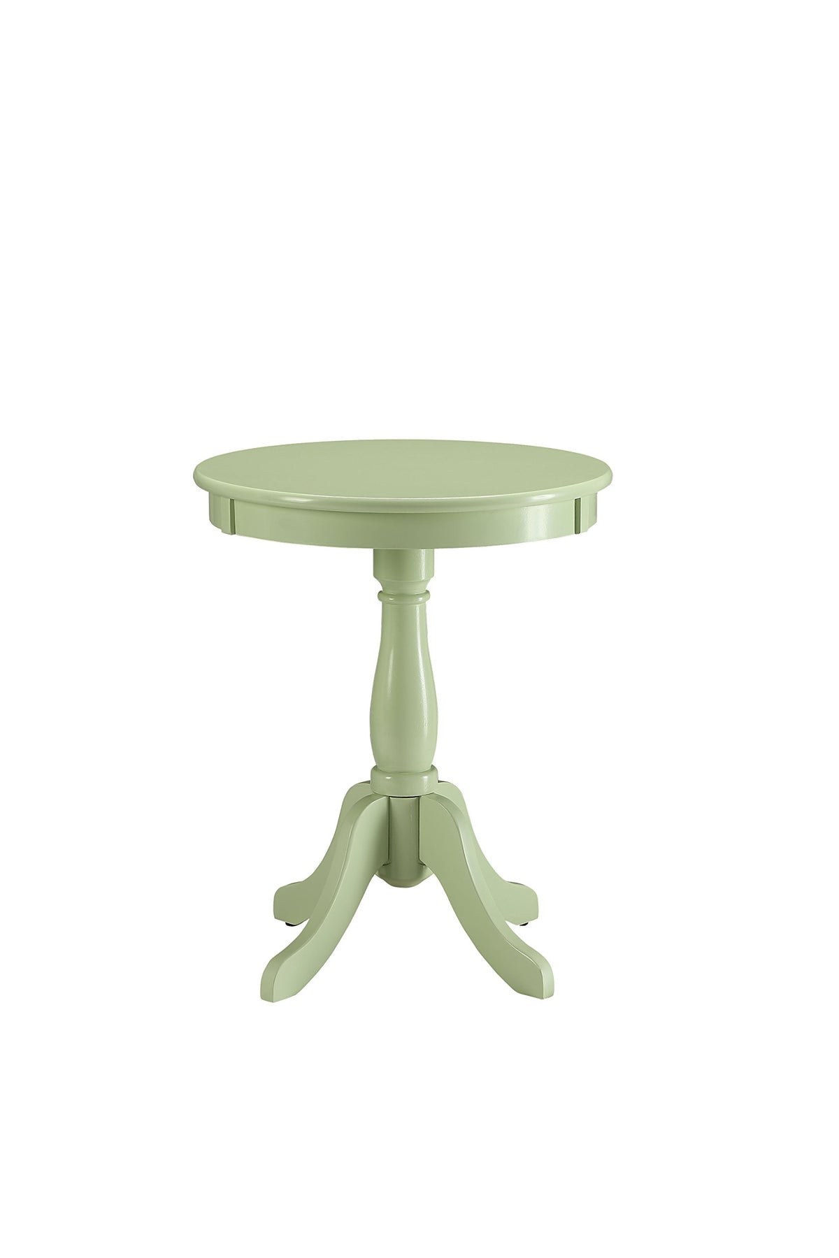 Acme Alger Wooden Round End Table In Light Green