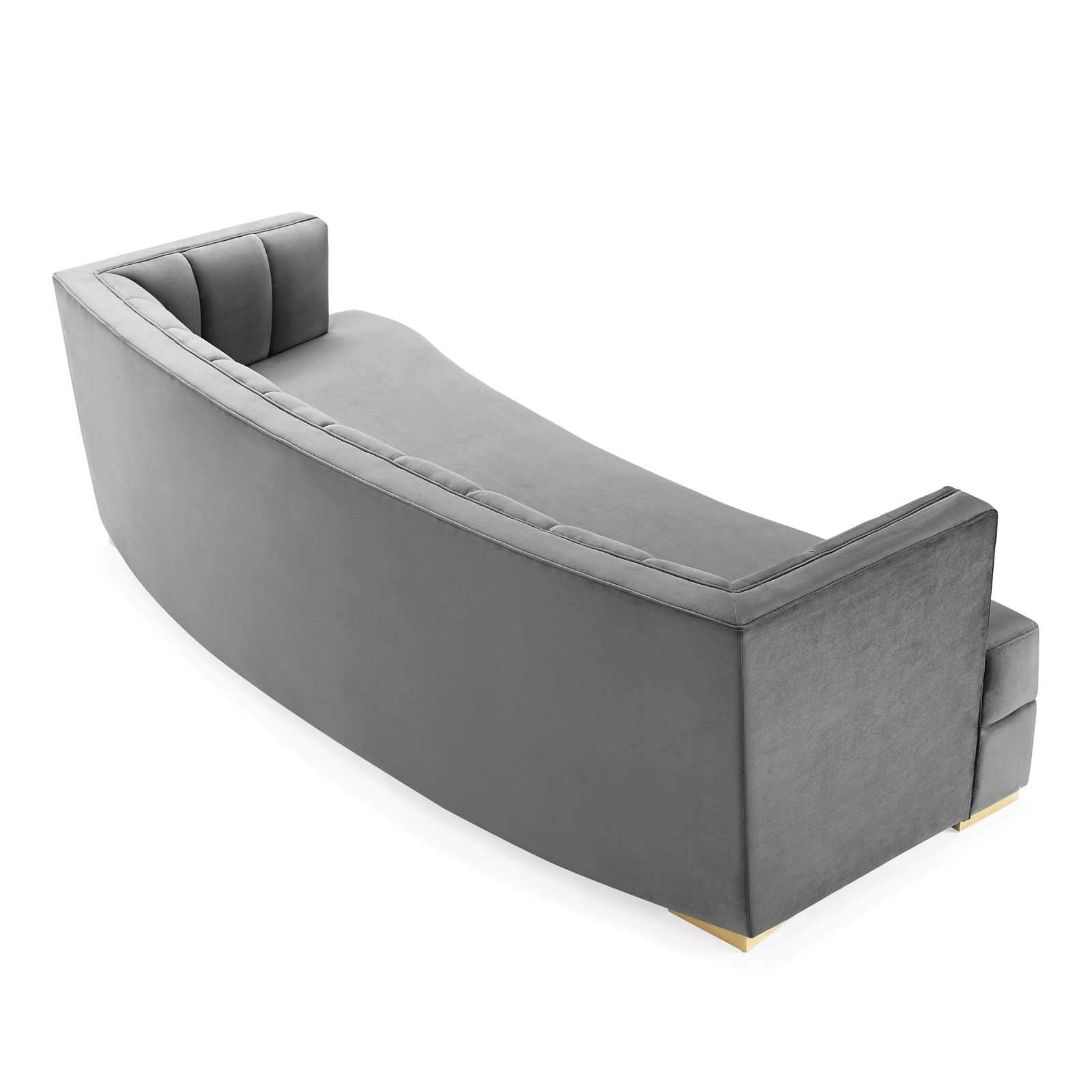 Modway Encompass Channel Tufted Performance Velvet Curved Sofa, Gray 39.5 X 85 X 28