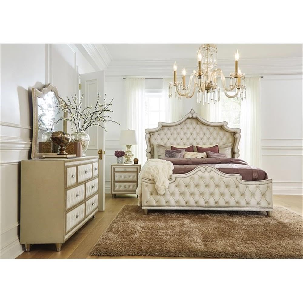 Coaster Antonella Queen Bed 5-Piece Set, Ivory/Camel