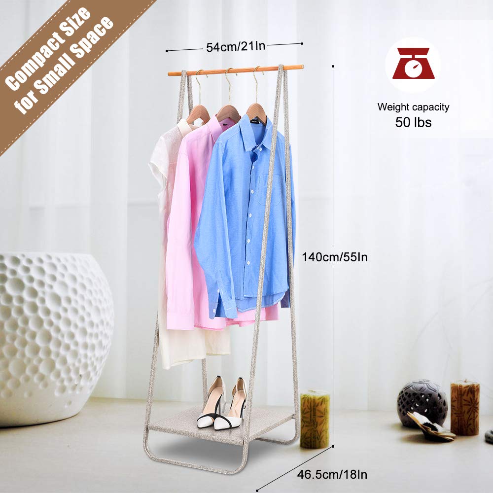 Jefee Narrow Clothes Rack Simple Garment Rack With Shelf 1-Tier Coat Clothing Organizer Storage For Hats Bags Shoe For Entryway