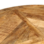 vidaXL Dining Table Ø43.3"x29.5" with Solid Rough Mango Wood Top and Industrial Metal Legs, Rustic Brown - Farmhouse Style for Dining Room/Kitchen Use