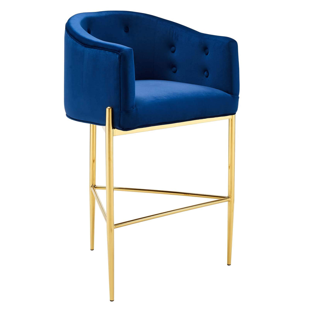 Modway Savour Tufted Performance Velvet Bar Stool, Navy