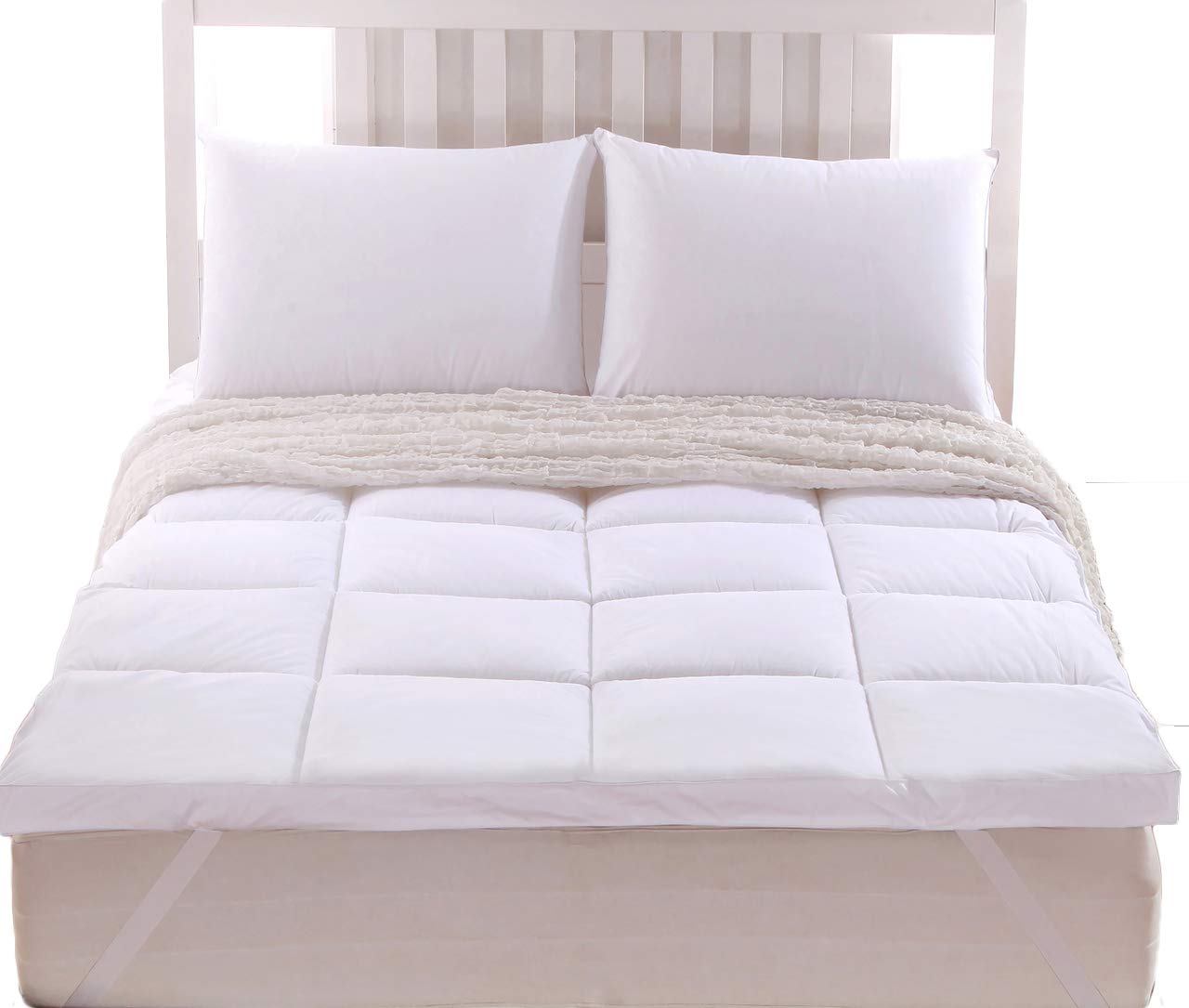 Royal Tradition 2 Inch Plush 100 Percent Microfiber Queen Down Alternative Mattress Pad/Topper