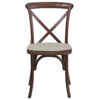 Flash Furniture Hercules Series Stackable Mahogany Wood Cross Back Chair With Cushion