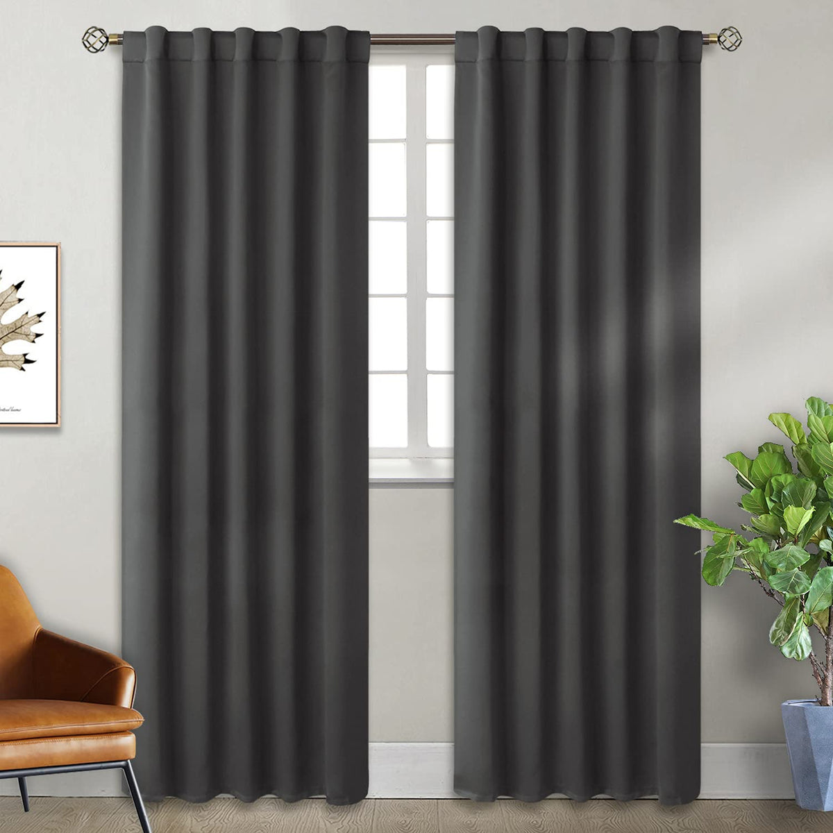 Bgment Grey Curtains For Living Room 84 Inch Length 2 Panels - Thermal Insulated Curtains For Bedroom Rod Pocket And Back Tab Ro