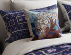 HomeRoots Set of Two 16' X 16' Blue Brown Zippered Suede Floral Throw Pillow