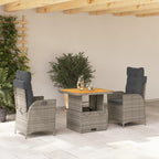 vidaXL 5 Piece Patio Dining Set - Poly Rattan Reclining Chairs & Lift-Up Table, Gray Cushions - Outdoor/Garden Furniture