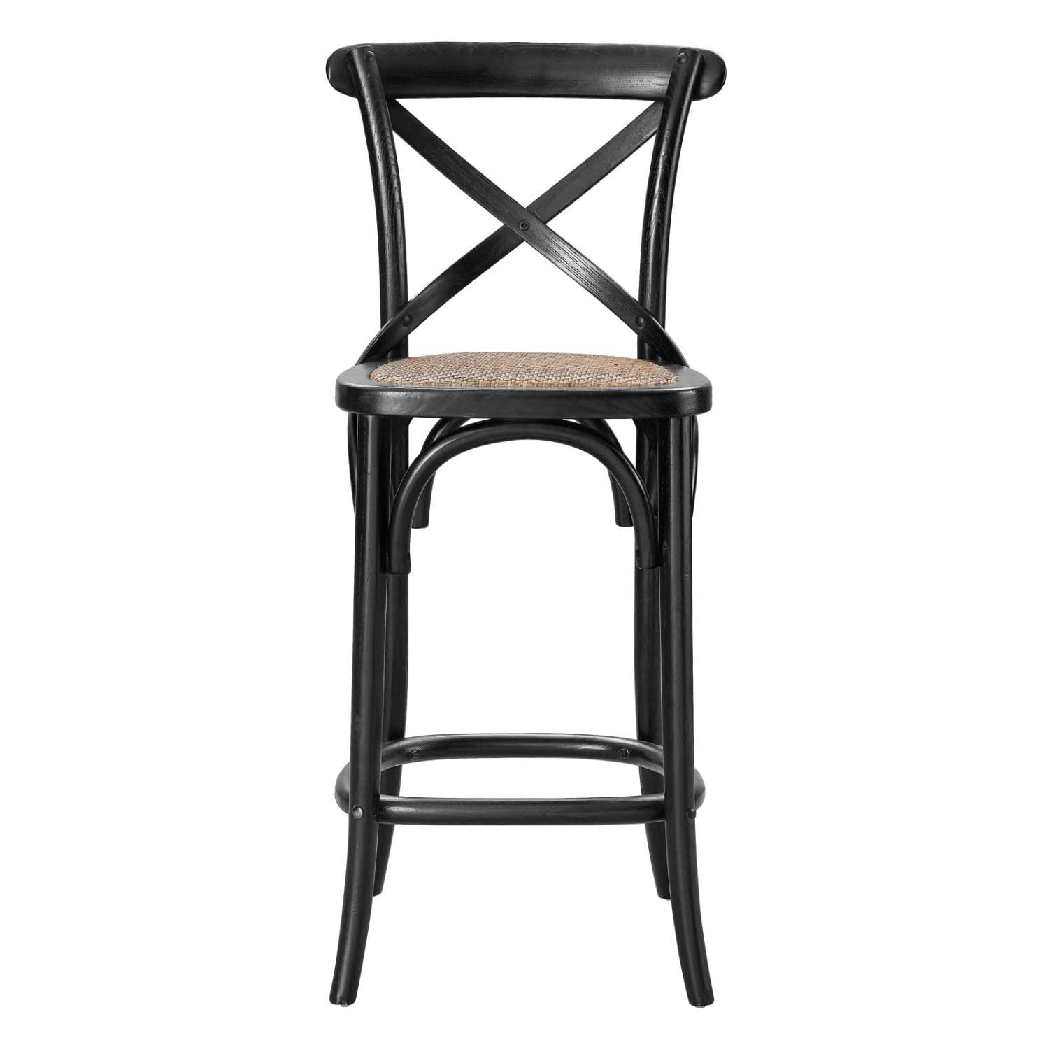 Modway Gear X-Back Wood Counter Stool In Black