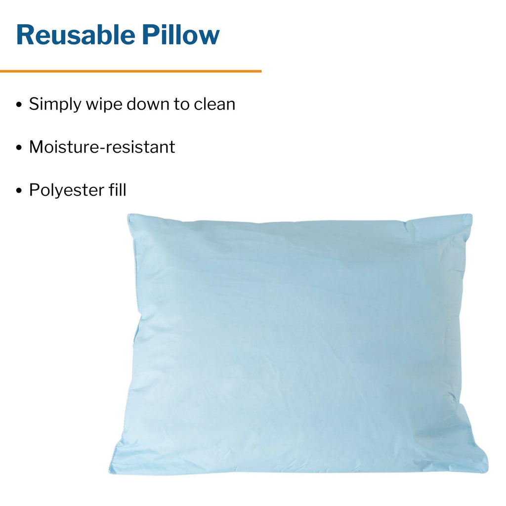 Mckesson Limited Reusable Bed Pillow, Fluid And Stain-Resistant, Blue, 20 In X 26 In, 12 Count