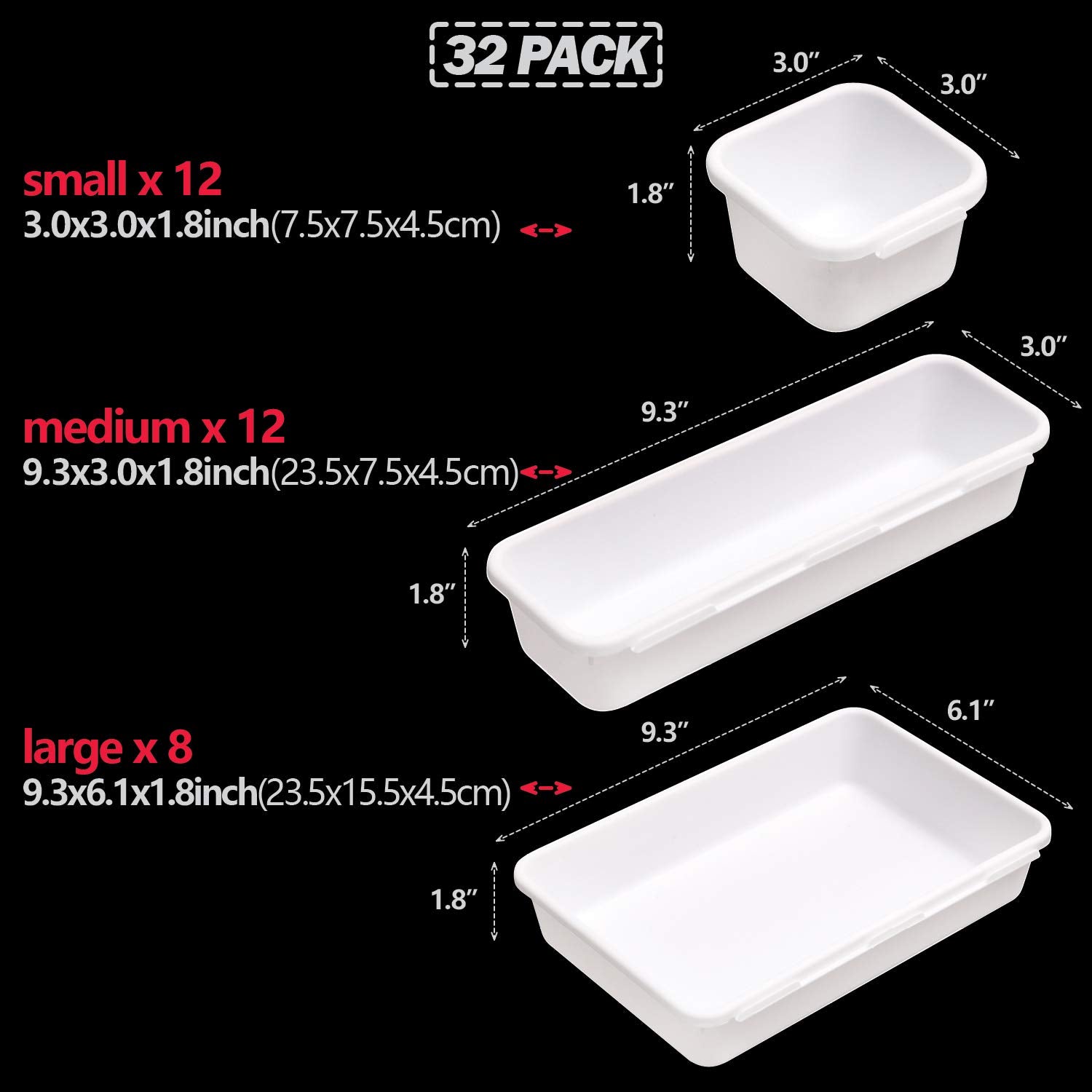 Set Of 32 Interlocking Desk Drawer Organizer Tray Dividers Plastic Shallow Narrow Drawers Organizers Separators Storage Bins Con