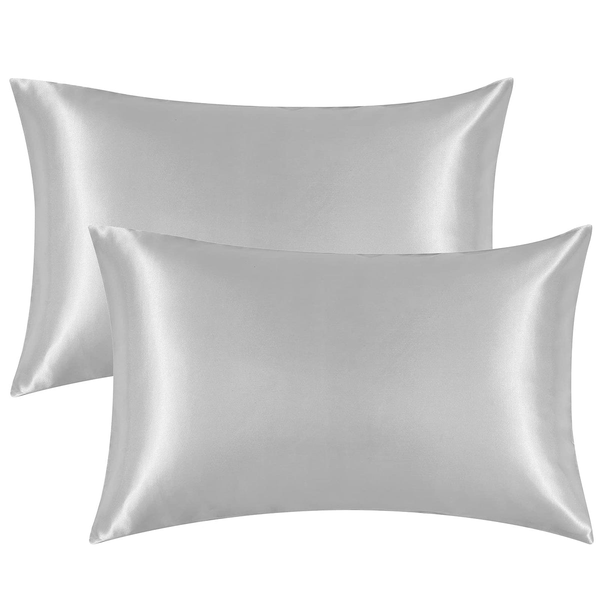 Eheyciga Satin Pillowcase For Hair And Skin Silk Pillowcase Set Of 2 Grey Soft Pillow Cases 2 Pack Standard Size 20X26 Inches Wi