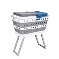 Collapsible Laundry Basket with Legs, Plastic Hamper with Stand, Gray