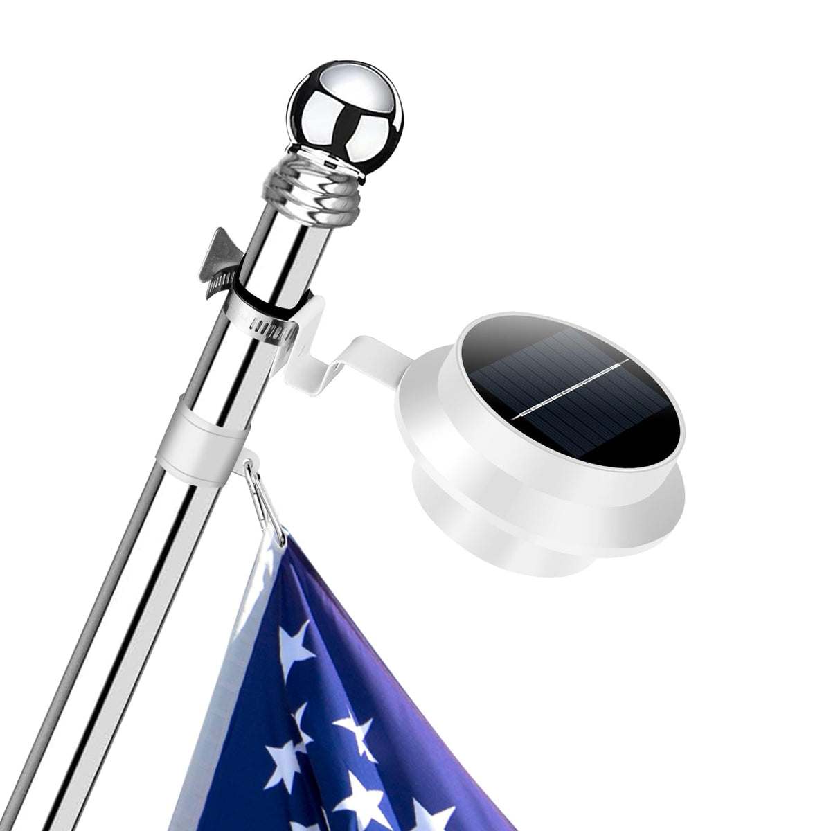 Flag Pole Light Solar Powered Upgraded Solar Light For Flag Pole Outdoor Waterproof Led, Metal Clamp Fits 1-1.5    In Diameter F