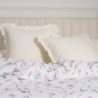 100% Washed Cotton Euro Shams With Ruffle, 2 Pack 26'' X 26'' Cotton Euro Sham Pillow Covers, No Insert, Ultra Soft Decorative F