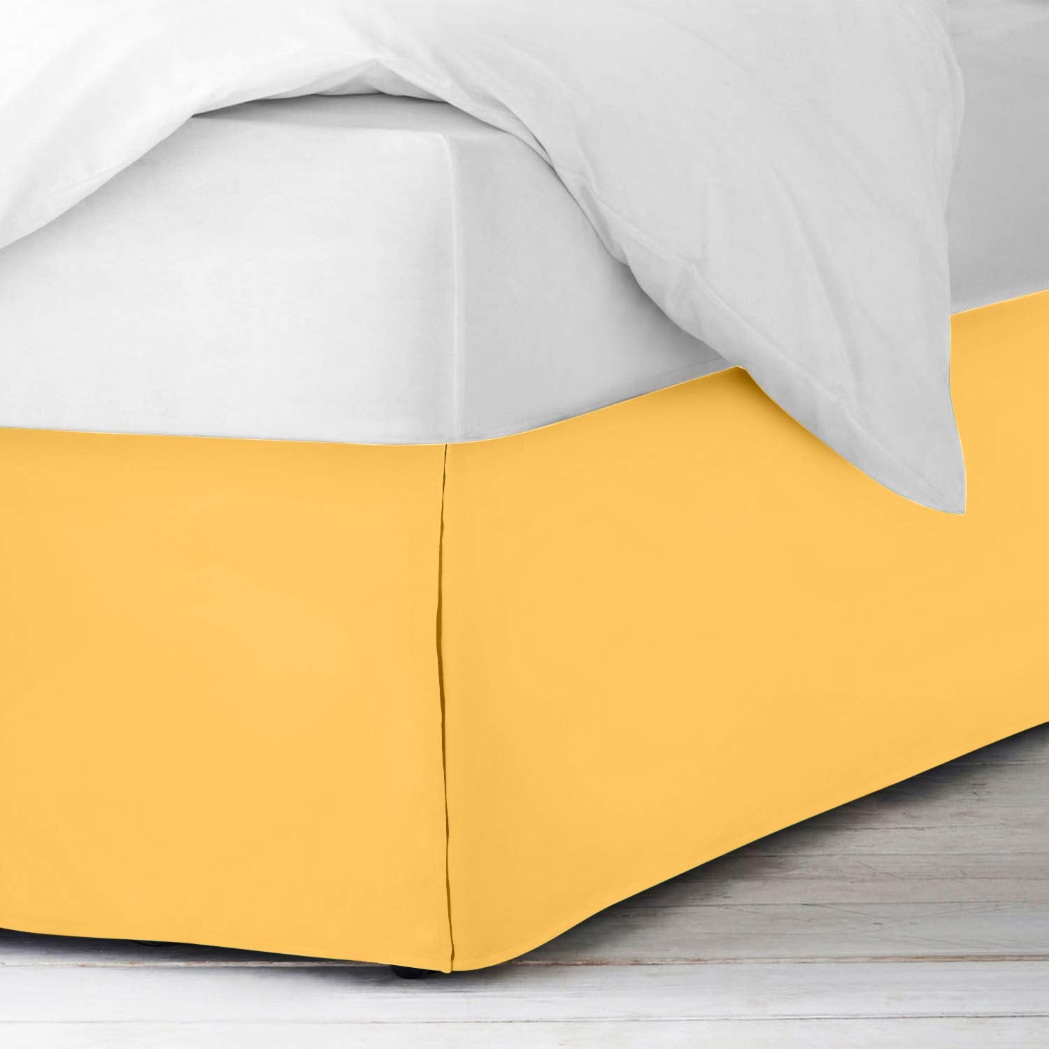 Nestl Yellow Twin Bed Skirt - Twin Size Bed Skirt 14 Inch Drop - Brushed Microfiber Bed Skirts - Hotel Quality Pleated Bed Skirt - Shrinkage & Fade Resistant