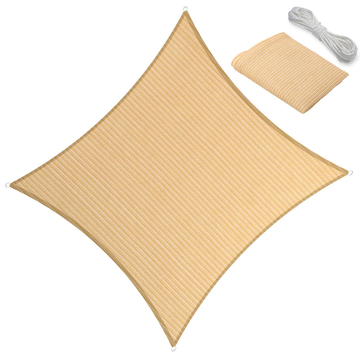 14' X 14' Sun Shade Sail Canopy Awning Permeable Fabric Pergola Cover, For Outdoor Patio Lawn Garden Backyard Carport, Beige