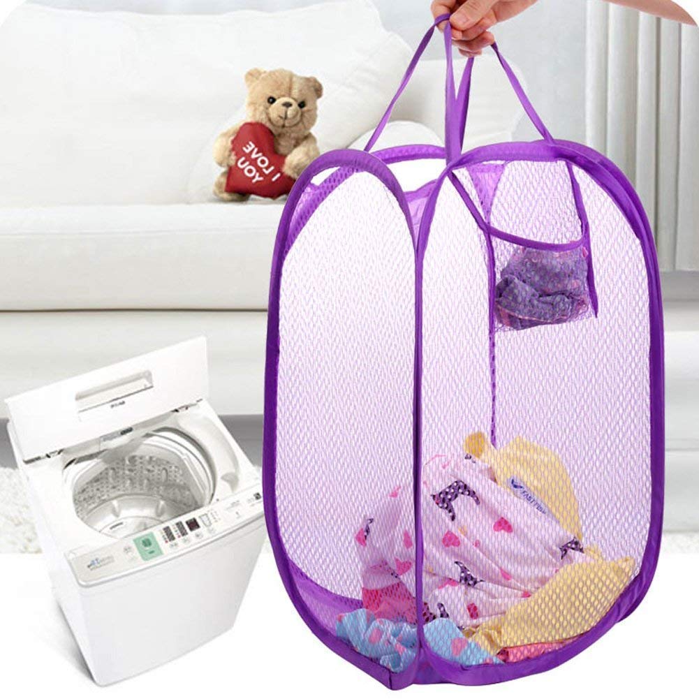 Foldable Mesh Laundry Hamper, Pop Up Clothes Storage Basket with Handles, Collapsible Design (2)