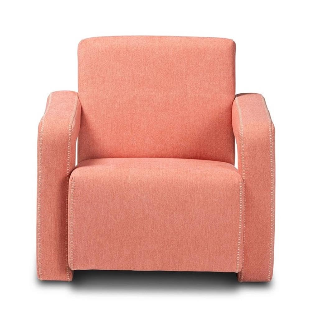 Baxton Studio Madian Light Red Fabric Upholstered Armchair