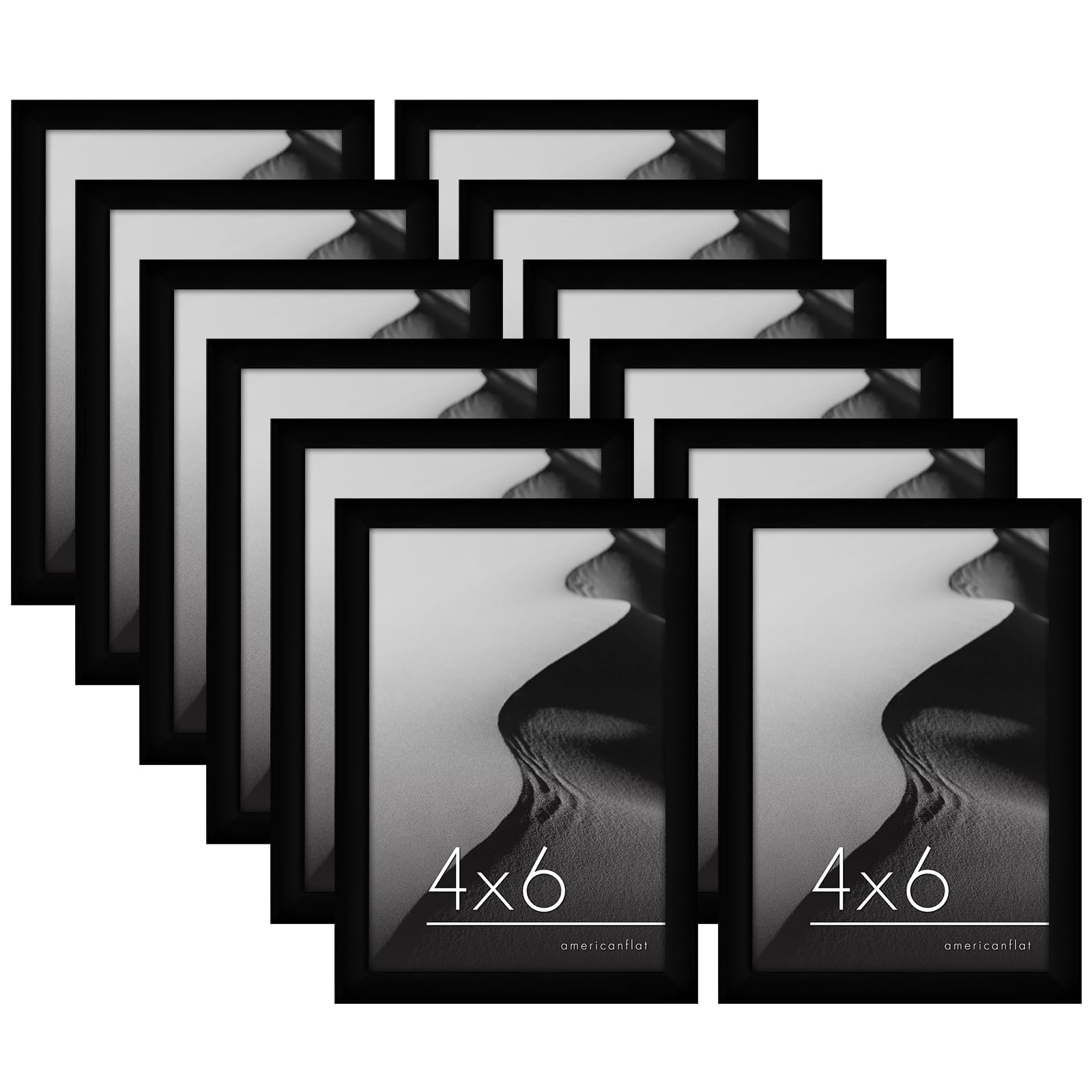 Americanflat 4x6 Picture Frame with Shatter-Resistant Glass - Set of 12 - Galleria Collection - Gallery Wall Frame Set for Table
