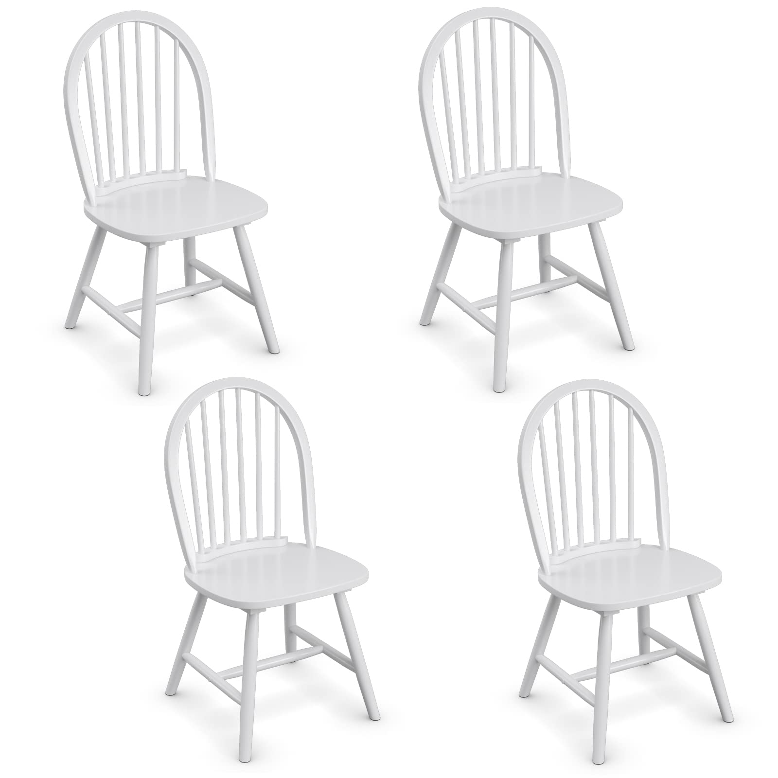 Giantex Set Of 4 Windsor Chairs, Wood Dining Chairs, French Country Armless Spindle Back Dining Chairs, Farmhouse Kitchen Dining