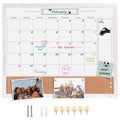 Toraso Whiteboard Calendar & Corkboard 24' X 29' Combination Dry Erase White Board & Bulletin Board, White Frame Calendar/Cork