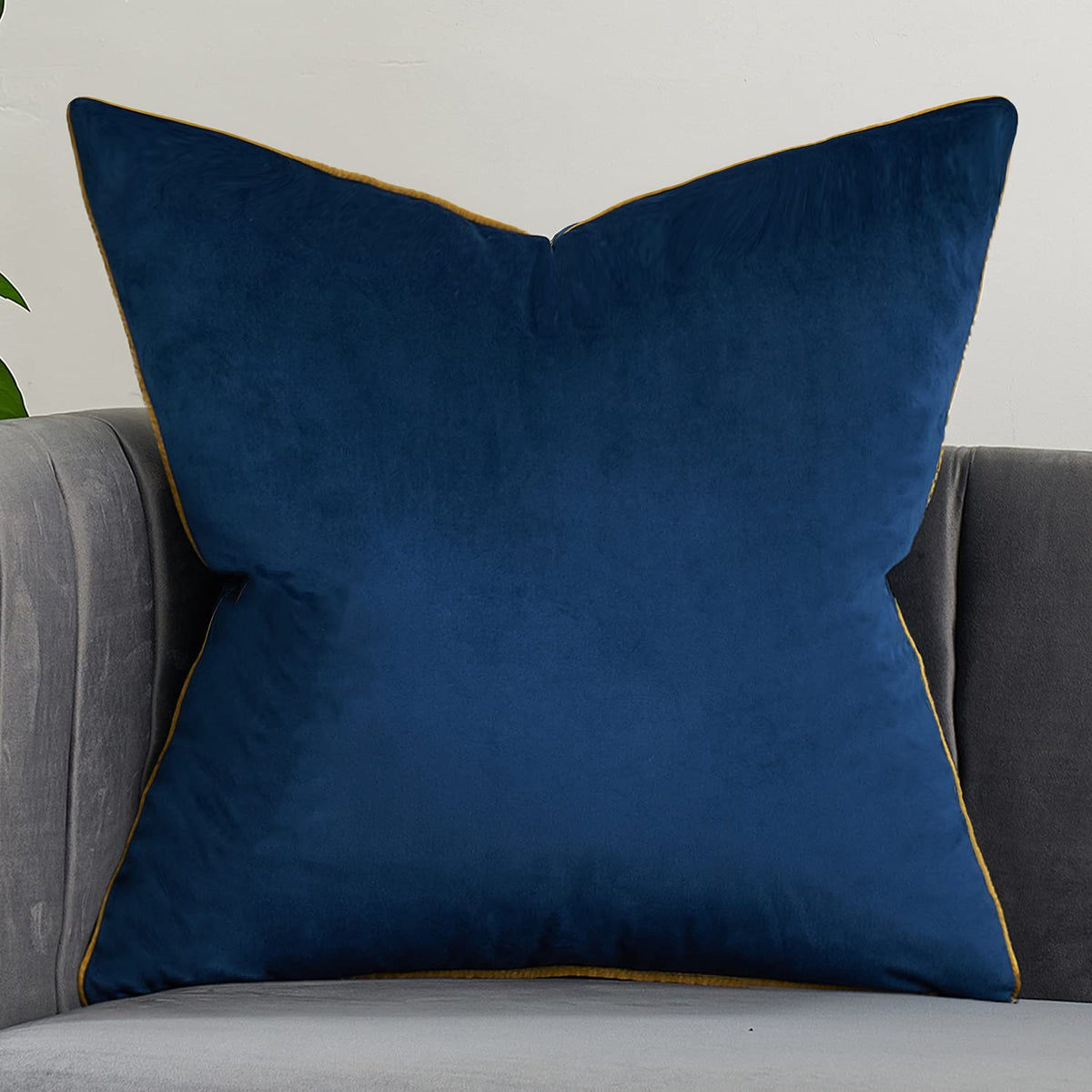 Avigers 24 X 24 Inches Navy Blue Solid Cushion Case Luxury Modern Square Throw Pillow Cover Decorative Pillow For Couch Living R