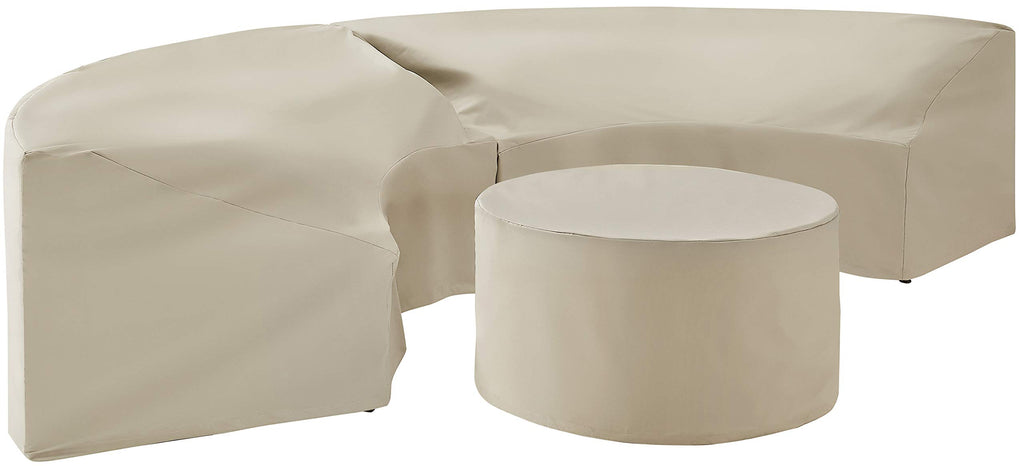 Crosley Furniture Patio Furniture Covers, Waterproof 3-Piece Cover Set for Round Outdoor Sectional, Tan