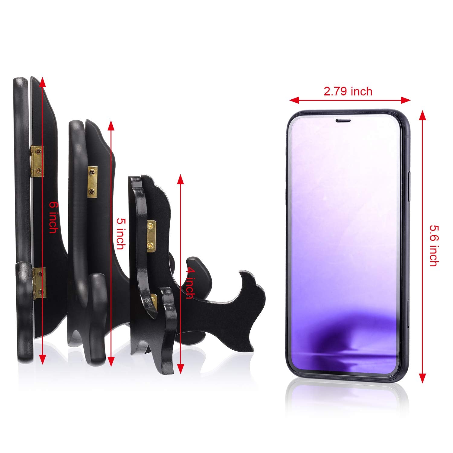 Tatuo 4 Packs Wooden Display Stand Decorative Plate Stands For Display Picture Frame Stand Holder Easels (6 Inch, Black)
