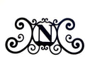 BookishBunny Monogram Initial Letter A-Z Wrought Iron Metal Scrolled Door Wall Decoration Plaque Art, 24 x 11 inch 2mm Thick (N)