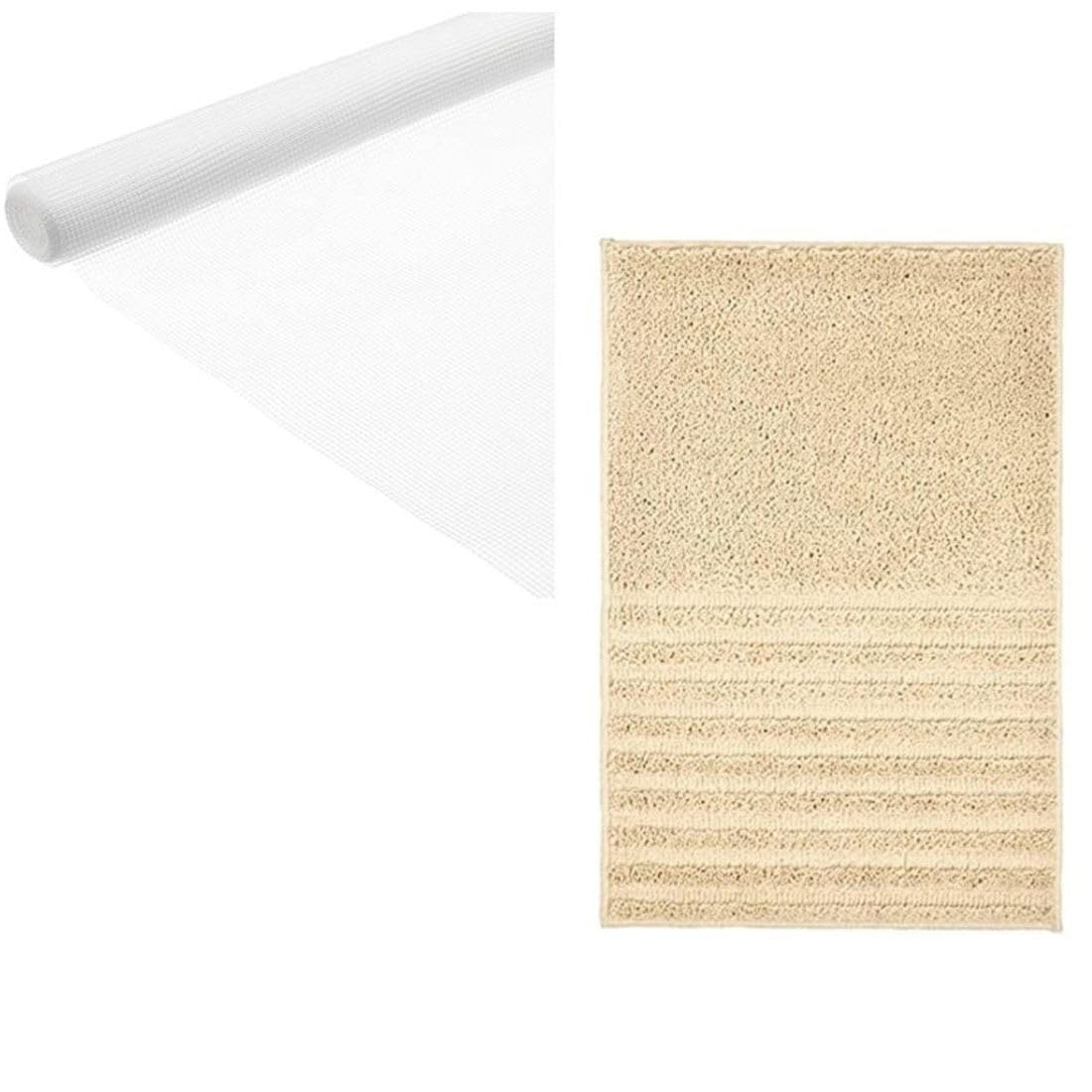 Ikea STOPP AntiSlip Underlay 67.5x200 cm with Bath Mat, Light Beige, 40x60 cm