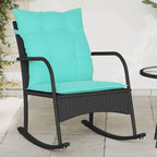 vidaXL Patio Rocking Chair - Black PE Rattan, Powder-Coated Steel Frame, Thick Padded Cushions, Weather-Resistant - Outdoor Seating for Garden, Patio, Deck