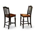 East West Furniture CHS-BLK-W Chelsea Counter Height Barstools - Slat Back Wooden Seat Chairs, Set of 2, Black & Cherry