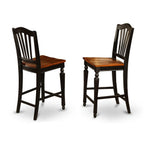 East West Furniture CHS-BLK-W Chelsea Counter Height Barstools - Slat Back Wooden Seat Chairs, Set of 2, Black & Cherry