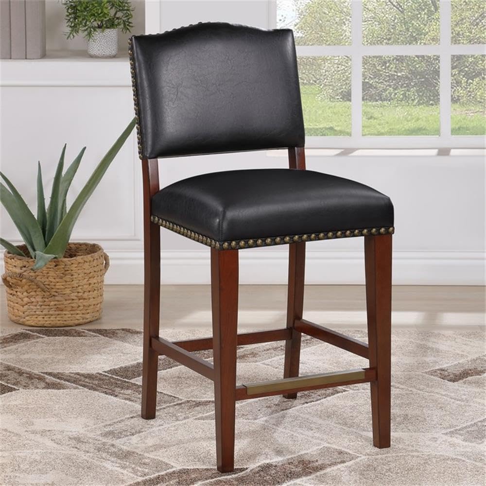 Comfort Pointe Denver Stationary 26&quot; H Faux Leather Counter Stool in Brown